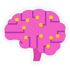AI Brain Sticker Icon