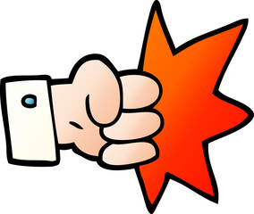 cartoon doodle punching fist