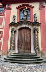 the facade of the church