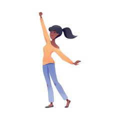 Happy Woman Character Rejoicing and Cheering Vector Illustration