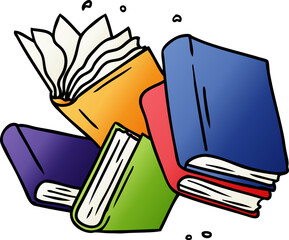 gradient cartoon doodle of a collection of books