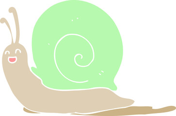 flat color style cartoon snail