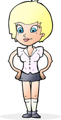 cartoon pretty woman with hands on hips