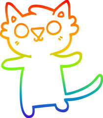 rainbow gradient line drawing cartoon cat