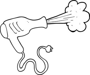 black and white cartoon hair dryer