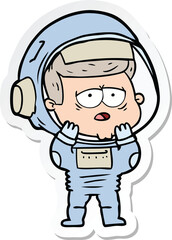 Obraz premium sticker of a cartoon tired astronaut