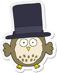 sticker of a cartoon owl wearing top hat