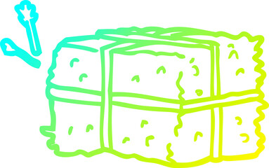 cold gradient line drawing cartoon bale of hay