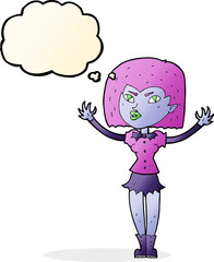 cartoon vampire girl with thought bubble
