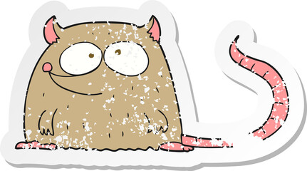 retro distressed sticker of a cartoon mouse