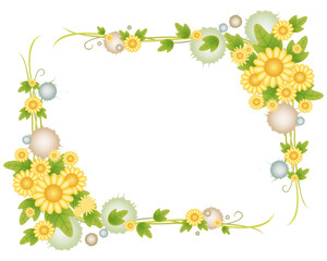 chrysanthemum flower vine element photo frame greeting template letter event celebration
