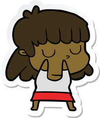 sticker of a cartoon indifferent woman