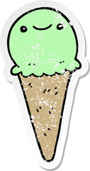 distressed sticker of a cartoon ice cream
