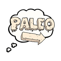 thought bubble cartoon paleo diet pointing arrow