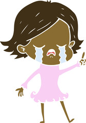 flat color style cartoon girl crying