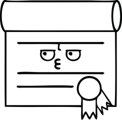 line drawing cartoon certificate
