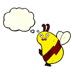 funny cartoon bee with thought bubble
