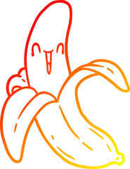 warm gradient line drawing cartoon crazy happy banana