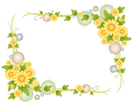 chrysanthemum flower vine element photo frame greeting template letter event celebration