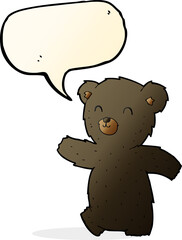cute cartoon black bear with speech bubble