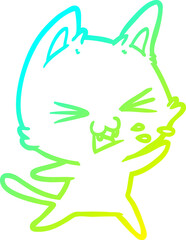 cold gradient line drawing cartoon cat hissing