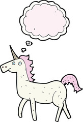 cartoon unicorn with thought bubble