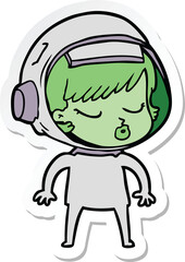 sticker of a cartoon pretty astronaut girl