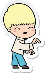 sticker of a happy cartoon boy
