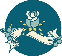 icon with banner of a single rose