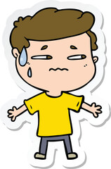 sticker of a cartoon anxious man