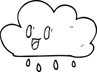 line drawing cartoon happy grey cloud