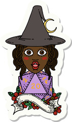 human mage with natural 20 D20 dice roll sticker