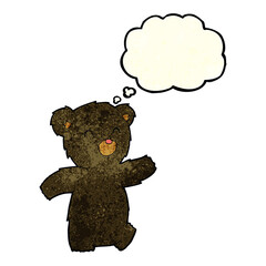 cartoon black bear with thought bubble