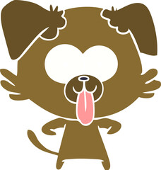 flat color style cartoon dog with tongue sticking out