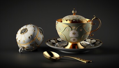 tea cup set Generative Ai