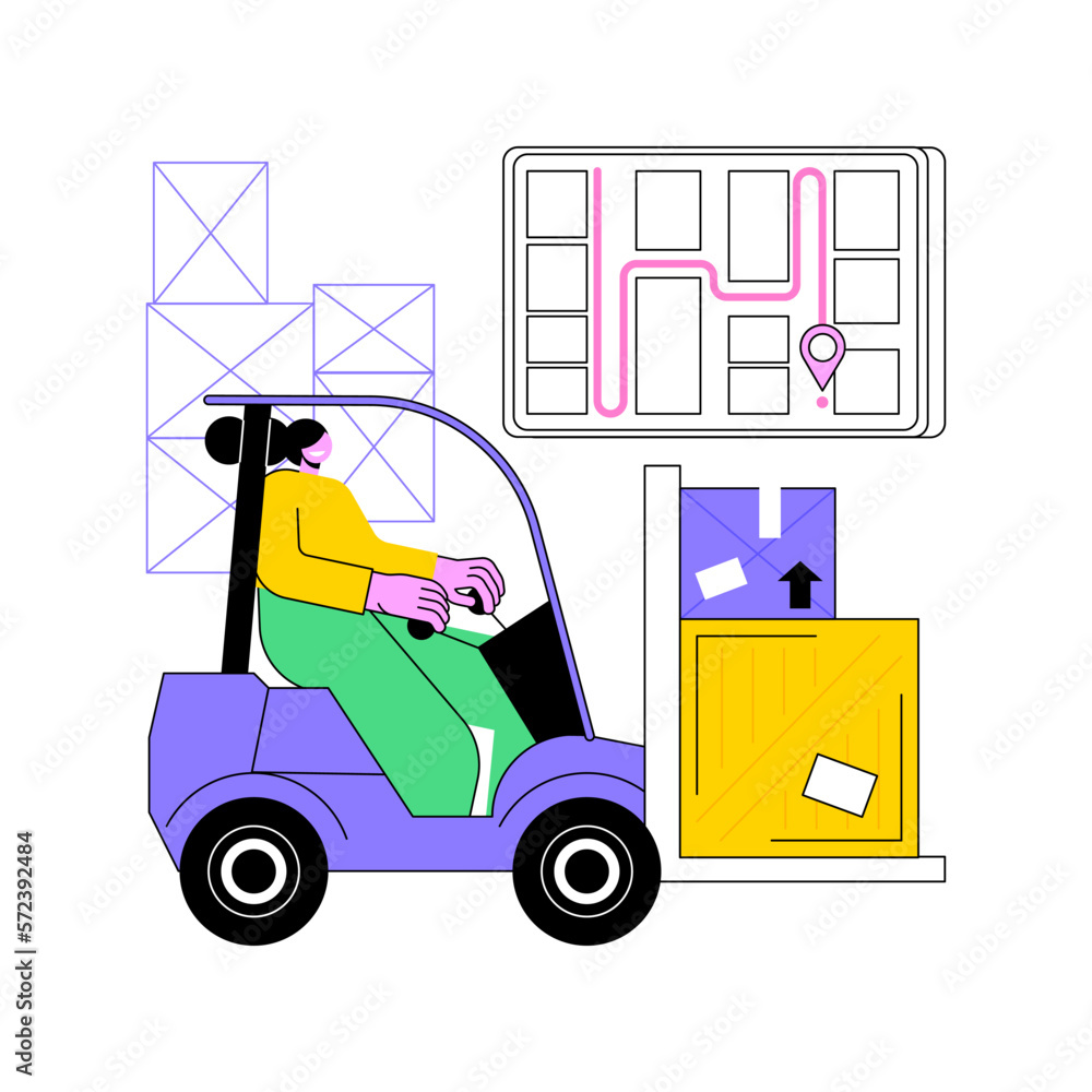 Poster navigation system isolated cartoon vector illustrations. smart warehouse manager using navigation so