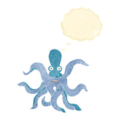 cartoon giant octopus with thought bubble