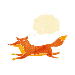 cartoon running fox with thought bubble