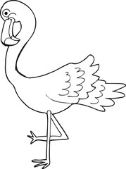 black and white cartoon flamingo