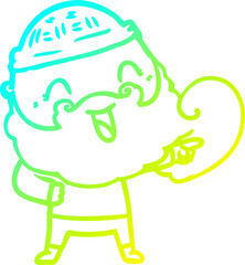 cold gradient line drawing happy man with beard and winter hat