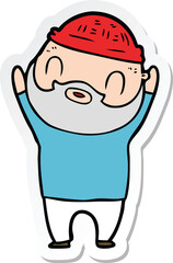 sticker of a cartoon bearded man