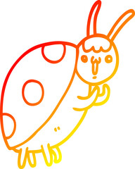 warm gradient line drawing cute cartoon ladybug