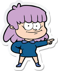 sticker of a cartoon girl smiling