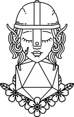 elf fighter with natural twenty dice roll illustration