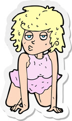 Obraz premium sticker of a cartoon woman doing pin-up pose