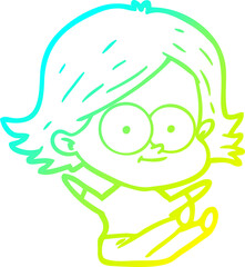 cold gradient line drawing happy cartoon girl