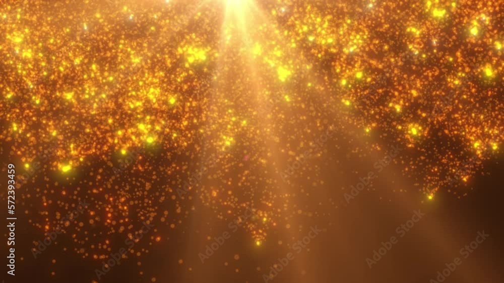 Poster loop animation of glittering gold particles charismas background,golden shining glitter particle fal