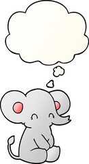 cute cartoon elephant and thought bubble in smooth gradient style