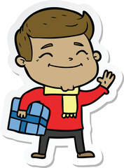 Obraz premium sticker of a happy cartoon man