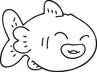 quirky line drawing cartoon fish